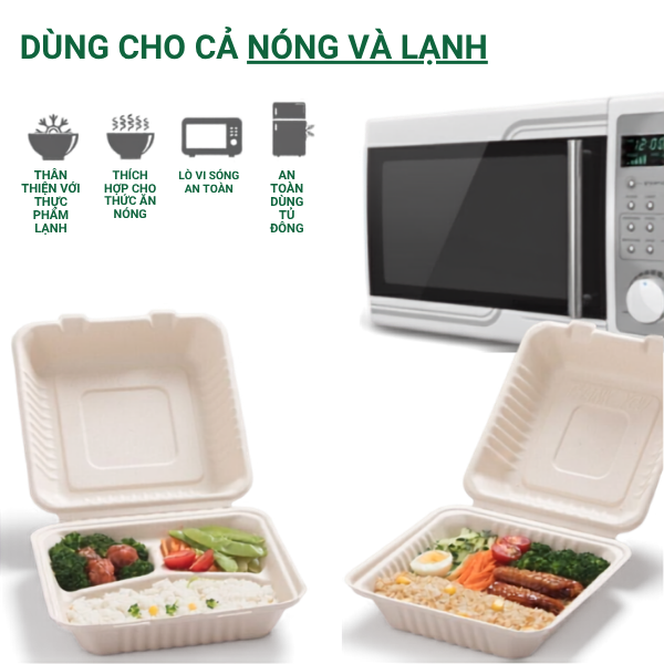 Hộp bã mía quay lò vi sóng an toàn