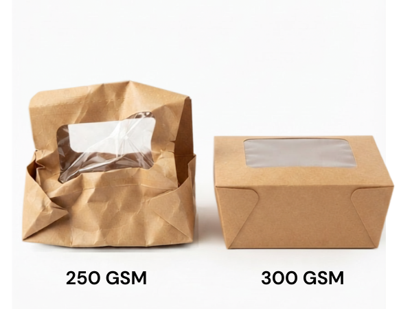 so sánh hộp kraft 250gsm và 300gsm