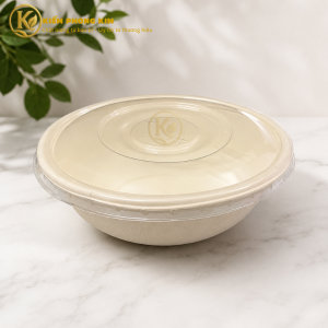 Tô bã mía có nắp trong phân hủy sinh học đường kính 17cm cao 6cm KPK Packaging
