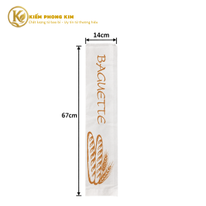 Túi giấy đựng bánh mì baguette 14 × 67cm màu nâu kraft và trắng